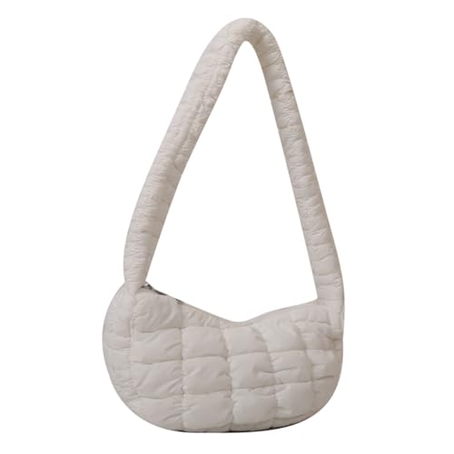 Fiorky Puffy Hobo-Tasche for Damen, weiche gesteppte Tragetasche, lässige Umhängetasche mit Reißverschluss, vielseitige, leichte Wolke, tägliche Dating-Tasche (weiß) von Fiorky