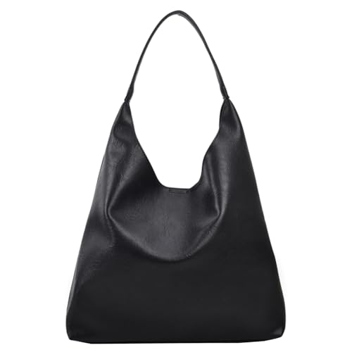 Fiorky Retro-Umhängetasche, großes Fassungsvermögen, PU-Leder, modische Handtasche mit Geldbörse, lässige Schultertasche mit Haspenverschluss, Umhängetasche for Damen und Mädchen (schwarz) von Fiorky