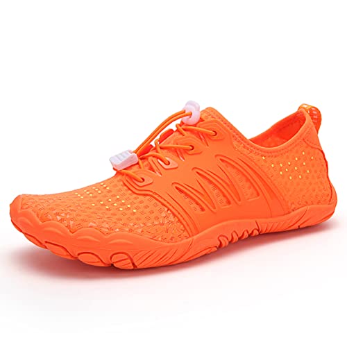 Fiorky Sportschuhe, atmungsaktiv, Sportschuhe, Sneakers, Herren und Damen, rutschfest, elastisches Band for Workout, Turnschuhe, Fitnessschuhe (35 Orange) von Fiorky