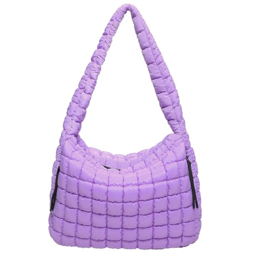 Fiorky Stepp-Puffer-Tragetasche für Damen, gesteppte Tasche, Umhängetasche, modische Luftpolstertasche, große Kapazität, leichte Umhängetasche, einfarbig, Reißverschluss, für Party, Urlaub von Fiorky