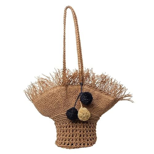 Fiorky Stroh-Strandtasche für Damen, Tragetasche, große Sommer-Hohl-Umhängetasche, schicke gewebte Unterarmtasche, Urlaubs-Reise-Handtasche,lässige Stroh-Umhängetaschen für Strand,Pool,Beruf von Fiorky