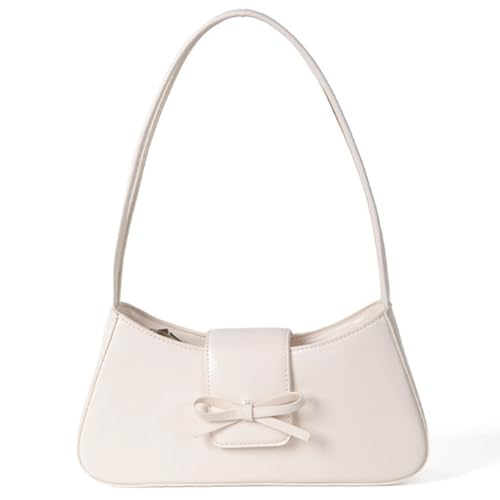 Fiorky Sweet Bow Y2K-Geldbörse, PU-Leder, modische Handtasche mit Reißverschluss, Alltags-Geldbörse, Retro, trendige Unterarmtasche for Frauen und Mädchen (weiß) von Fiorky