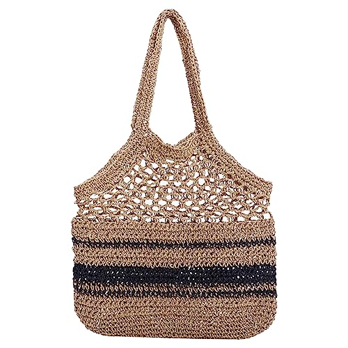 Fiorky Tote-Handtasche mit großem Fassungsvermögen, ausgehöhlt, lässig for Sommerreisen, Einkaufen, Damen-Strandhandtasche (Khaki) von Fiorky