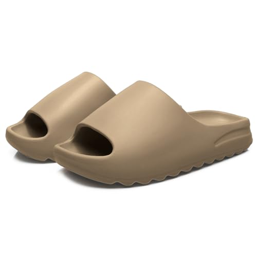 Fiorky Unisex Dusch-/Badezimmer-Slipper, rutschfest, dicke Sohle, weiche Sandalen, schnell trocknend, bequeme Hausschuhe for Damen und Herren, drinnen und draußen (Khaki 40–41) von Fiorky