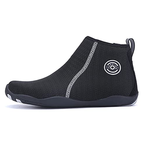 Fiorky Unisex-Schuhe zum Surfen, Schwimmen, atmungsaktiv, for Wasser, Barfußschuhe, elastische Schnürsenkel, bequem, mit Reißverschluss, zum Waten am Strand (Schwarz 46) von Fiorky