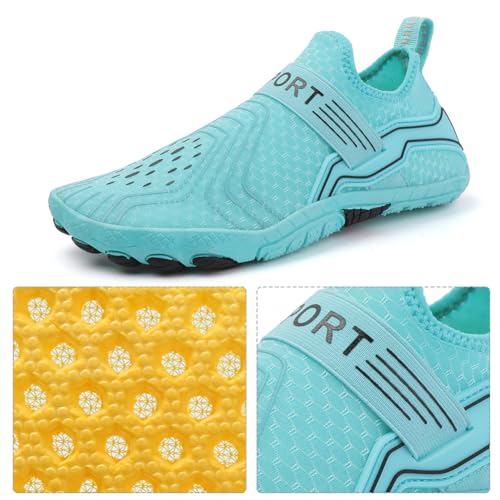 Fiorky Unisex Wasserschuhe, leichte Aquaschuhe, schnell trocknend, Barfuß-Strandschuhe, rutschfeste Tauchsneaker, atmungsaktiv, for Wassersport (39 Hellblau) von Fiorky