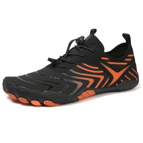 Fiorky Wasserschuhe, Barfuß-Strandsandalen, atmungsaktiv, Surfen, Schnorcheln, Schuhe, schnell trocknend, for Sporttraining, Turnschuhe, Herren und Damen, Aquaschuhe (Orange 45) von Fiorky