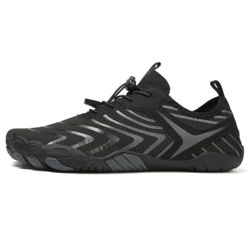 Fiorky Wasserschuhe, Barfuß-Strandsandalen, schnell trocknend, zum Surfen, Schnorcheln, rutschfeste Sport-Trainings-Sneaker, Herren und Damen, Aqua-Schuhe (schwarz 43) von Fiorky