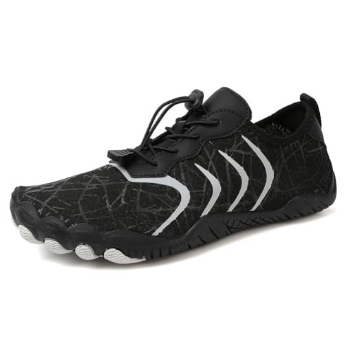 Fiorky Wasserschuhe, rutschfest, leicht, Aquaschuhe, atmungsaktiv, Barfuß-Strandschuhe, schnell trocknend, lässig, Watschuhe for Wassersport (Schwarz 45) von Fiorky