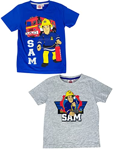 Fireman Sam Feuerwehrmann Sam T-Shirt 2er Pack - für Jungs mit neuen Motiven, Größe:122/128 von Fireman Sam