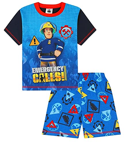 Fireman Sam Kurzer Schlafanzug für Jungen, Blau, blau, 104 von Fireman Sam