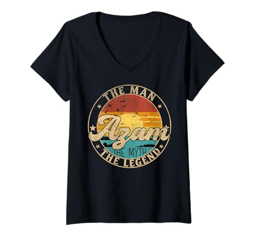 Damen AZAM The Man The Myth The Legend First Name T-Shirt mit V-Ausschnitt Damen AZAM The Man The Myth The Legend First Name T-Shirt mit V-Ausschnitt von First Name Vintage Retro Surname Last Name