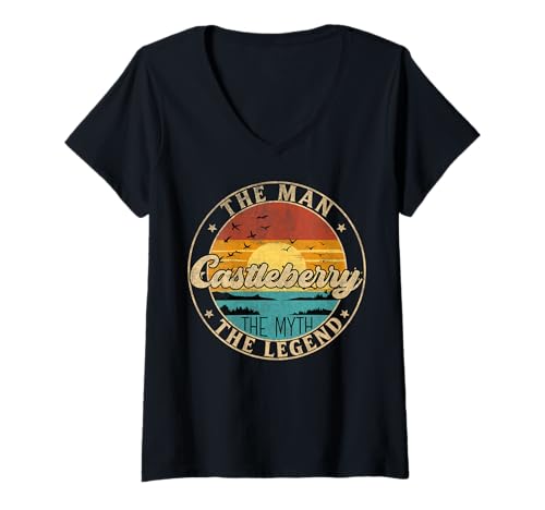 Damen CASTLEBERRY The Man The Myth The Legend First Name T-Shirt mit V-Ausschnitt Damen CASTLEBERRY The Man The Myth The Legend First Name T-Shirt mit V-Ausschnitt von First Name Vintage Retro Surname Last Name