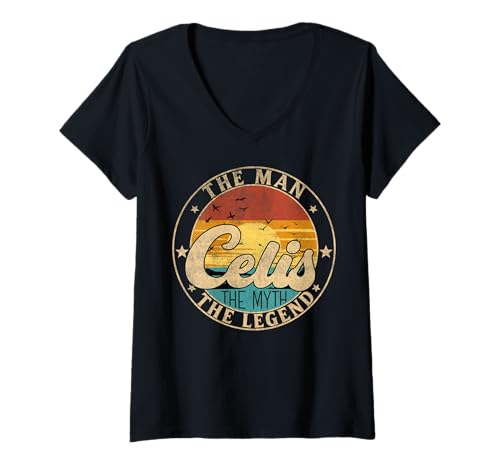 Damen CELIS The Man The Myth The Legend First Name T-Shirt mit V-Ausschnitt Damen CELIS The Man The Myth The Legend First Name T-Shirt mit V-Ausschnitt von First Name Vintage Retro Surname Last Name