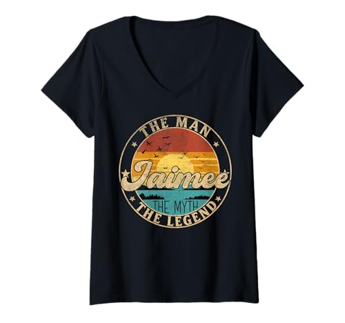 Damen JAIMEE The Man The Myth The Legend First Name T-Shirt mit V-Ausschnitt Damen JAIMEE The Man The Myth The Legend First Name T-Shirt mit V-Ausschnitt von First Name Vintage Retro Surname Last Name