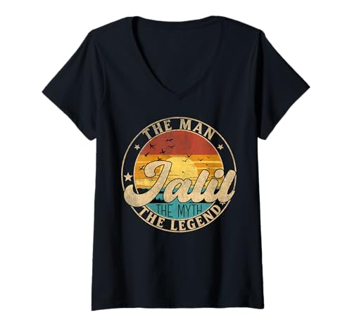 Damen JALIL The Man The Myth The Legend First Name T-Shirt mit V-Ausschnitt Damen JALIL The Man The Myth The Legend First Name T-Shirt mit V-Ausschnitt von First Name Vintage Retro Surname Last Name