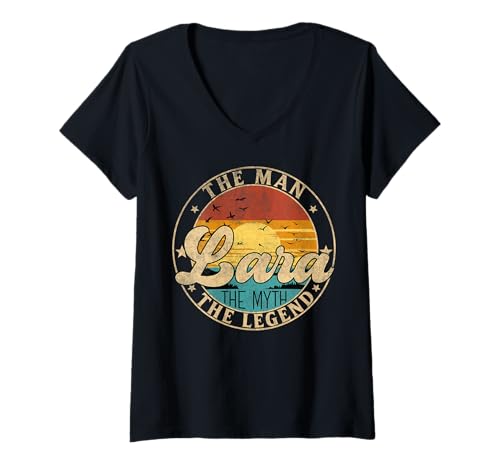 Damen LARA The Man The Myth The Legend First Name T-Shirt mit V-Ausschnitt Damen LARA The Man The Myth The Legend First Name T-Shirt mit V-Ausschnitt von First Name Vintage Retro Surname Last Name