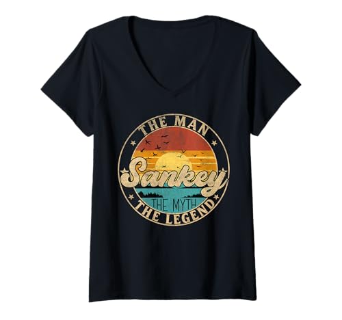 Damen SANKEY The Man The Myth The Legend First Name T-Shirt mit V-Ausschnitt Damen SANKEY The Man The Myth The Legend First Name T-Shirt mit V-Ausschnitt von First Name Vintage Retro Surname Last Name