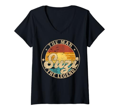 Damen SUZI The Man The Myth The Legend First Name T-Shirt mit V-Ausschnitt Damen SUZI The Man The Myth The Legend First Name T-Shirt mit V-Ausschnitt von First Name Vintage Retro Surname Last Name