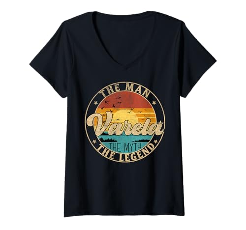 Damen VARELA The Man The Myth The Legend First Name T-Shirt mit V-Ausschnitt Damen VARELA The Man The Myth The Legend First Name T-Shirt mit V-Ausschnitt von First Name Vintage Retro Surname Last Name