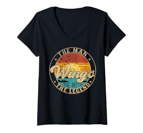 Damen WINGO The Man The Myth The Legend First Name T-Shirt mit V-Ausschnitt Damen WINGO The Man The Myth The Legend First Name T-Shirt mit V-Ausschnitt von First Name Vintage Retro Surname Last Name