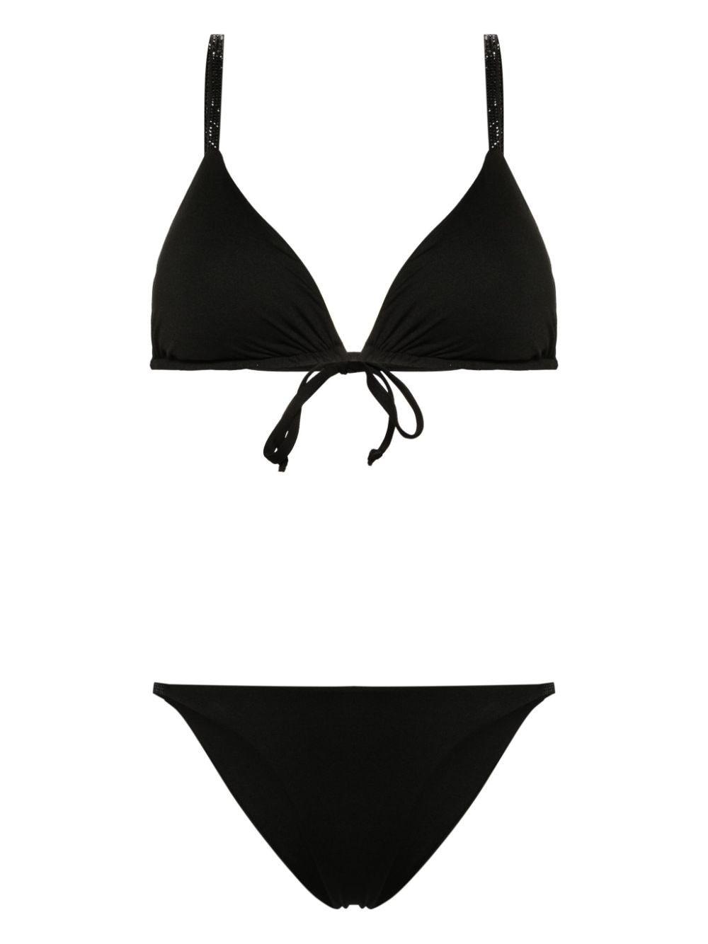 Fisico Triangel-Bikini mit strassverzierten Trägern - Schwarz von Fisico