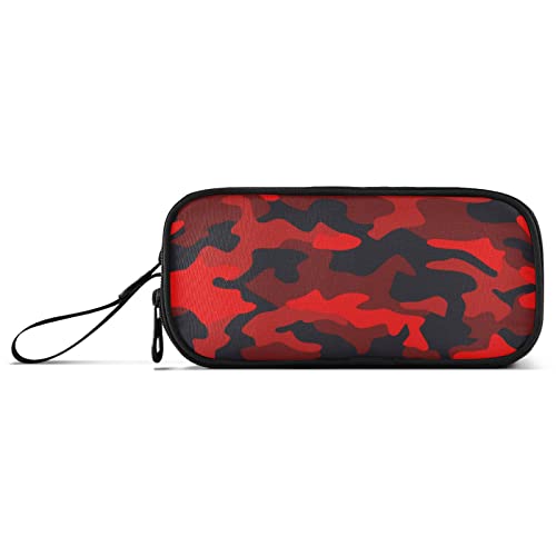 Fisyme Camo Army Red Pencil Case Large Capacity Pen Box Makeup Pouch Holder Organizer Stationery Bag for School Office College Traval Adults von Fisyme