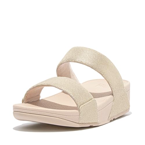 FitFlop Damen Lulu Glitz-Canvas Slides Schiebe-Sandalen, Platino, 37 EU von Fitflop