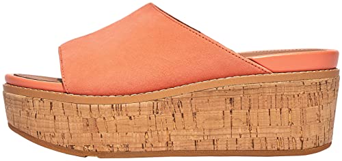 FitFlop Women's Eloise Cork-Wrap Suede Wedge Slide Sandal, Sunshine Coral, Size 8 von Fitflop