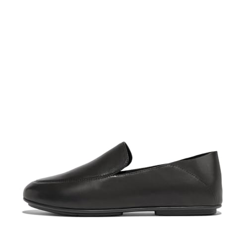 Fitflop Damen Allegro Crush-Back Leather Loafers Flacher Slipper, Schwarz, 40 EU von Fitflop