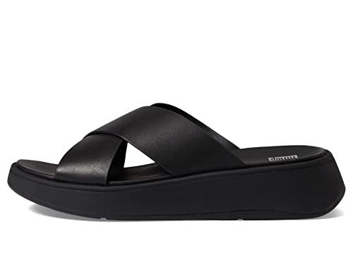 Fitflop Damen F-Mode Leather Flatform Cross Slides Keilsandale, Schwarz, 41 EU von Fitflop