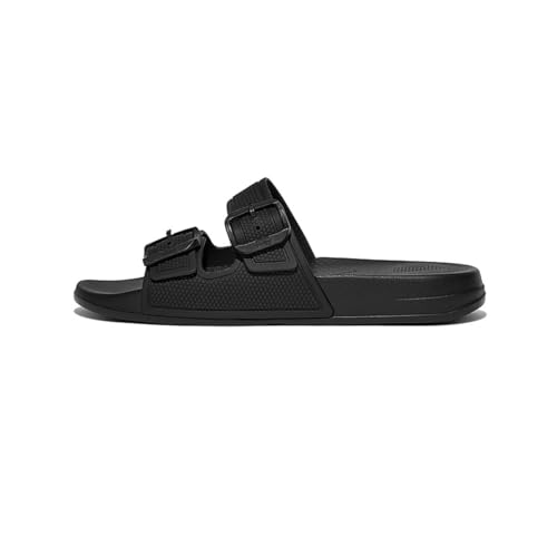 Fitflop Damen IQUSHION Bar Buckle Slide Flache Sandale, Schwarz, 40 EU von Fitflop