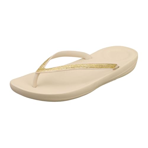 Fitflop Damen Iqushion Sparkle Flipflop, Stone Beige, 37 EU von Fitflop