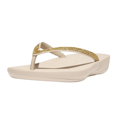 Fitflop Damen Iqushion Sparkle Flipflop, Stone Beige, 42 EU von Fitflop