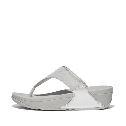 Fitflop Damen Lulu Shimmerlux Zehentrenner Sandale, Silber, 43 EU von Fitflop