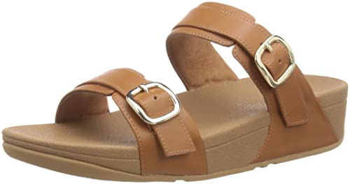 Fitflop Damen Lulu Verstellbare Ledergleiter Schiebe-Sandalen, Hellbraun, 40 EU von Fitflop