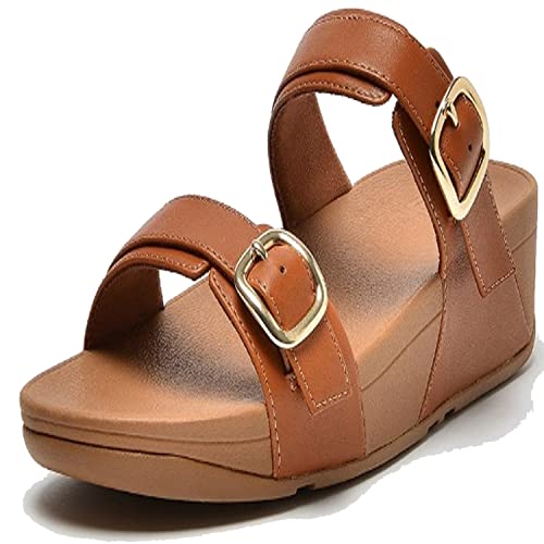 Fitflop Damen Lulu Verstellbare Ledergleiter Schiebe-Sandalen, Hellbraun, 42 EU von Fitflop