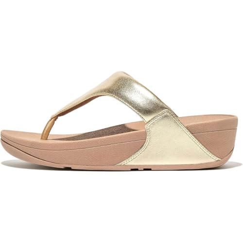 Fitflop Damen Lulu Zehensteg aus Leder Flipflop, Platin, 43 EU von Fitflop