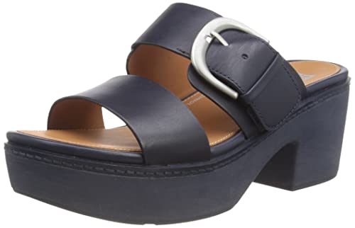 Fitflop Damen Pilar Clog Slide Leder genähte Einfassung Schiebe-Sandalen, Midnight Navy (Marineblau), 41 EU von Fitflop