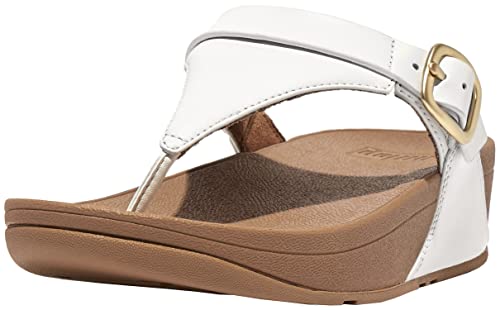 Fitflop Lulu Adjustable Toe Post - Leather WIT - Größe 39 von Fitflop