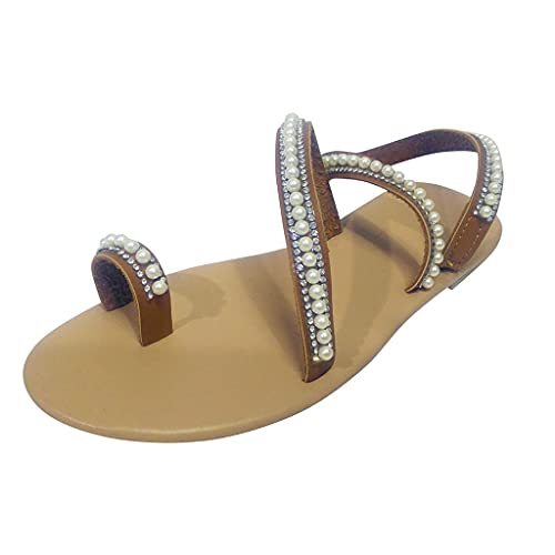 RTPR Damen Sandaletten, Römische Sandalen, Partyschuhe Damenschuhe Bequem Flache Sandaletten Mit Absatz, Sommer Flach Flip Flops, Glitzer Strass Sandalette Strandschuhe von Fitflop