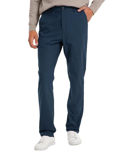 FitsT4 Sports Herren-Golfhosen 30"/32" Slim Fit Stretch Lange Golfhosen Passform-Alltagskomfort für Freizeit und Arbeit,Marineblau,33W/30L von FitsT4 Sports