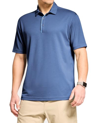 FitsT4 Sports Herren Poloshirt Kurzarm Golf Tennis Regular Fit Shirt Sport Atmungsaktiv Polo Shirts Sommer Freizeit T-Shirt,Blau,L von FitsT4 Sports