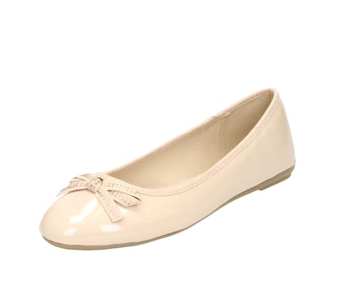 Fitters Damen Ballerinas Liv in Farbe Nude Patent, Damenschuhe in Übergröße - große Damenschuhe, Liv 44 EU Nude Patent von Fitters Footwear That Fits