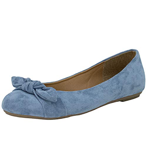 Fitters Footwear That Fits Damen Ballerina Claire Microfibre Modische Ballerinas in trendigen Farben Übergröße (46 EU, blau) von Fitters Footwear That Fits