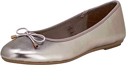 Fitters Footwear That Fits Damen Ballerina Claudia Lederimitat Metallic mit Schleife Übergröße (43 EU, Pewter) von Fitters Footwear That Fits