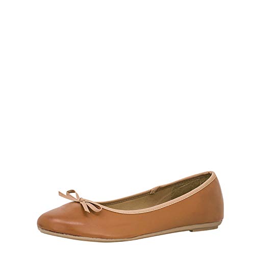 Fitters Footwear That Fits Damen Ballerina Lina PU Klassische Ballerinas Lederimitat Basic Übergröße (42 EU, Brandy) von Fitters Footwear That Fits