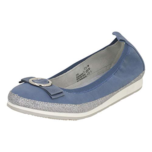 Fitters Footwear That Fits Damen Ballerina Luisa Microfibre Mikrofaser Ballerinas mit Schleife Übergröße (42 EU, blau) von Fitters Footwear That Fits