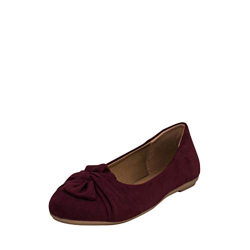 Fitters Footwear That Fits Damen Ballerina Maike Microfibre Mikrofaser Ballerinas mit Schleife Übergröße (46 EU, Burgundy) von Fitters Footwear That Fits