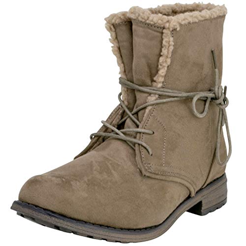 Fitters Footwear That Fits Damen Stiefelette Hanna Microfibre Stiefelette zum Schnüren mit Warmfutter Übergröße (44 EU, Taupe) von Fitters Footwear That Fits